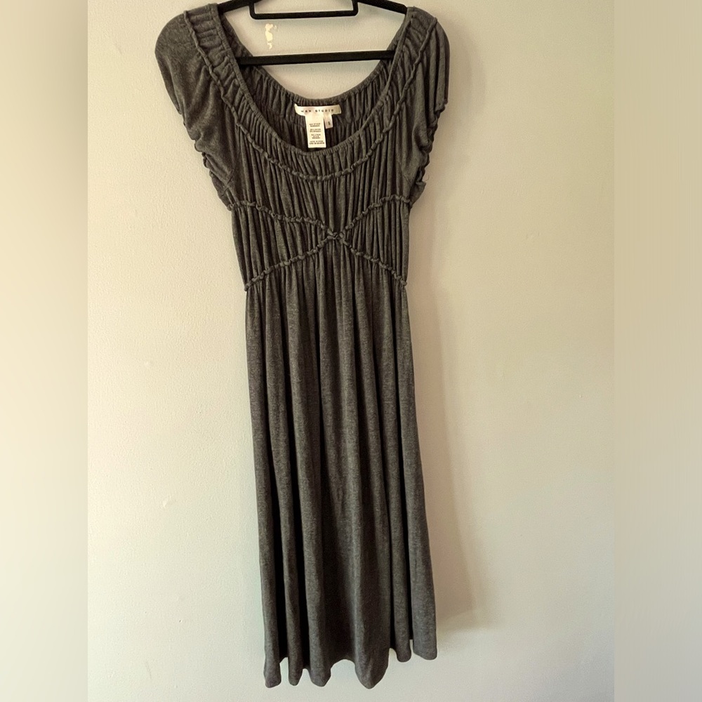 Max Studio- charcoal grey short-midi dress